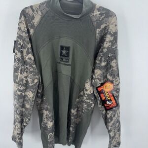 Massif Halo FR Army Combat Shirt Large Green Camo Padded USA flag